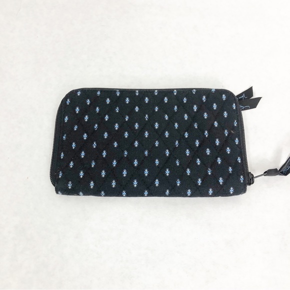 Vera Bradley Zippered Quilted Clutch Wallet, Navy Blue - Picture 2 of 3